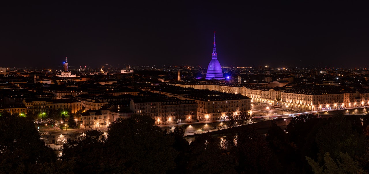 A panorama of Turin by night, taken by me